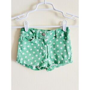 Mini Boden girls 4 Years green white polka dot‎ heart pocket shorts Adj Waist